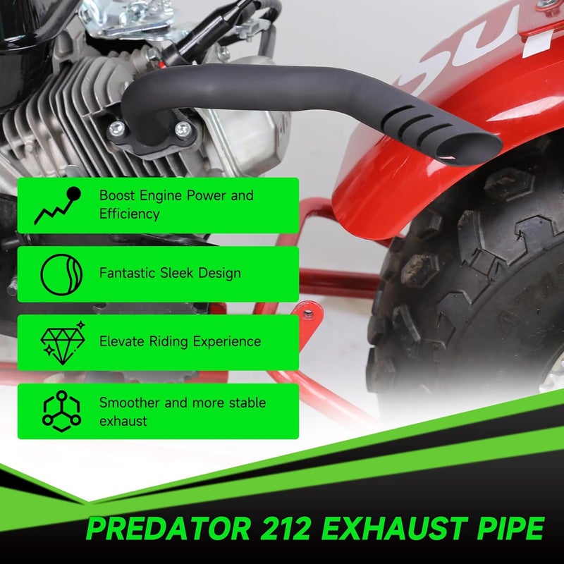 XIKOBY 212cc Exhaust Pipe Kit Compatible with Predator 212 196cc 224cc Coleman Mini Bike CT200U CT200U-EX BT200X KT196 Go Kart Baja Warrior GX160 GX200 OHV Clone Engine Parts w/Valve Springs (Black) - Image 2